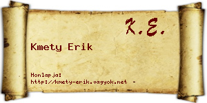 Kmety Erik névjegykártya